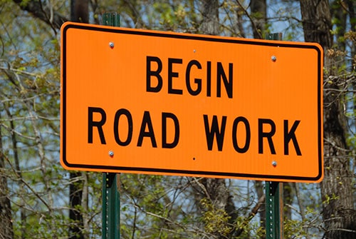 Begin Road Work Ahead Sign